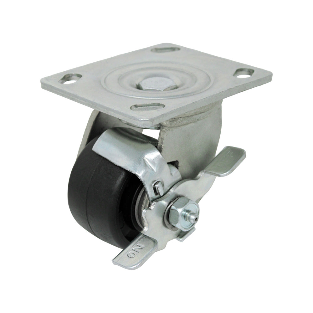 3" x 1-13/16" Heavy-Duty Swivel Caster with Top-Lock Brake - Durable Superior Casters