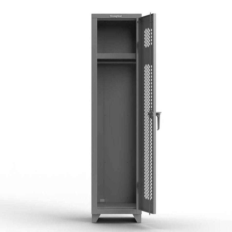 Extra Heavy Duty 14 GA Ventilated Locker with Shelf and Hanger - Strong Hold