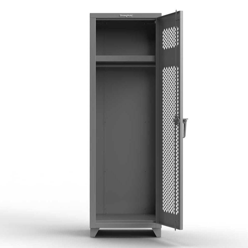 Extra Heavy Duty 14 GA Ventilated Locker with Shelf and Hanger - Strong Hold