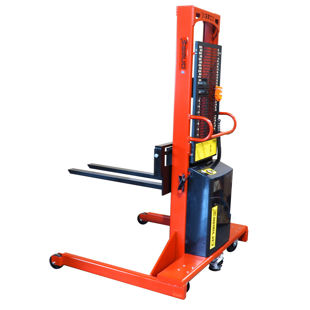 Fixed Base Powered Stacker with Forks, 1500-2000 lb Capacity - Wesco