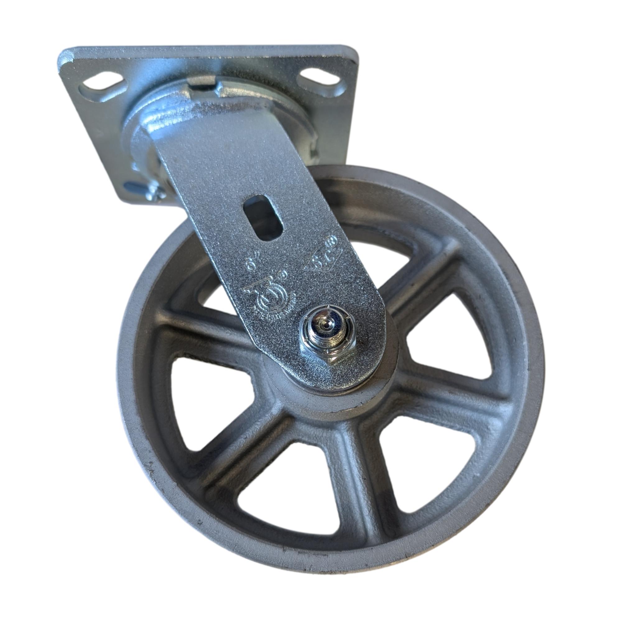 6" x 2" Heavy Duty Semi-Steel Wheel Swivel Caster - 1250 lbs. Capacity - Durable Superior Casters