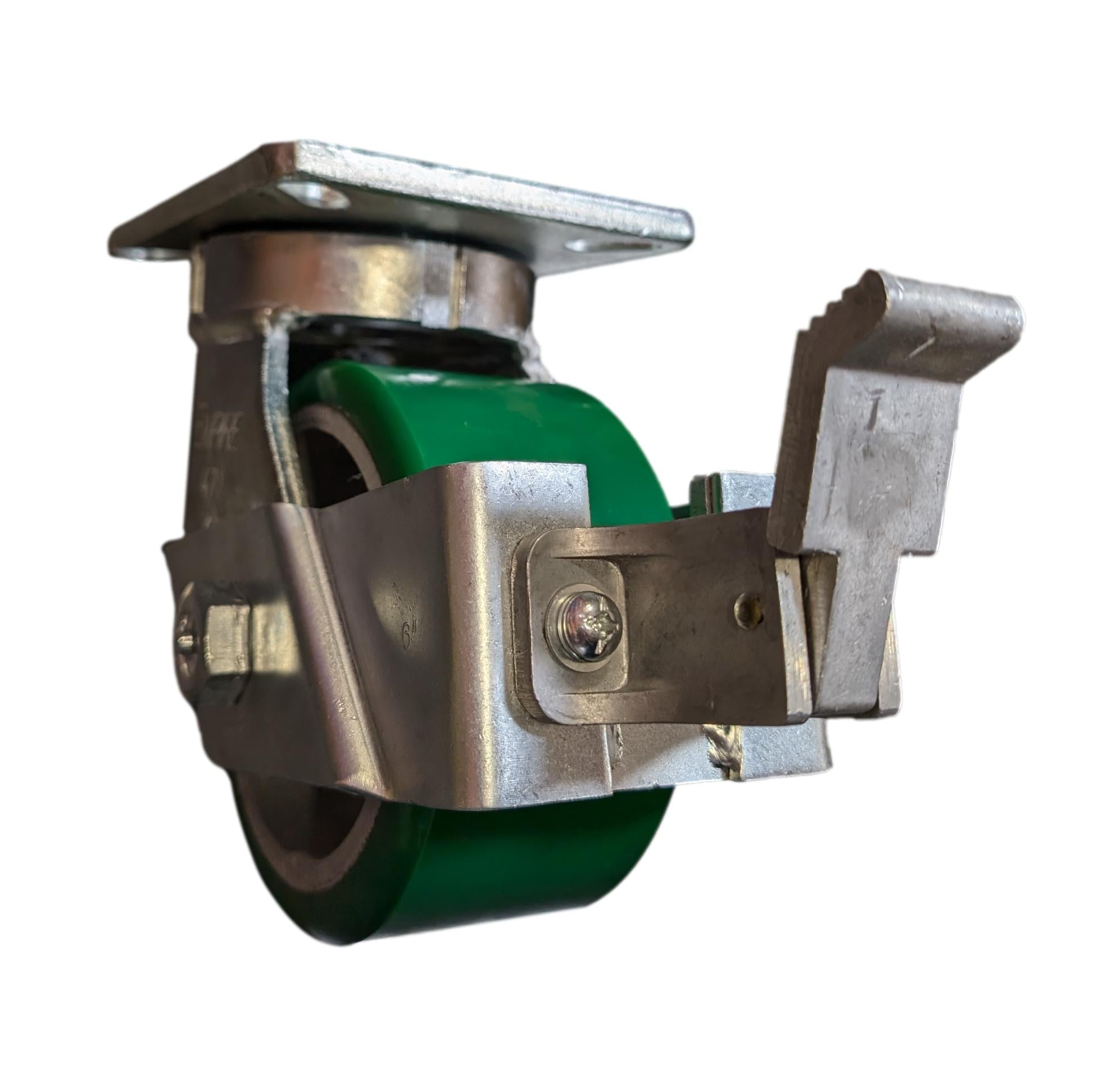 6" x 3" Polyurethane Swivel Caster with Face Contact Brake - 2000 lbs Capacity - Source 4 Industries