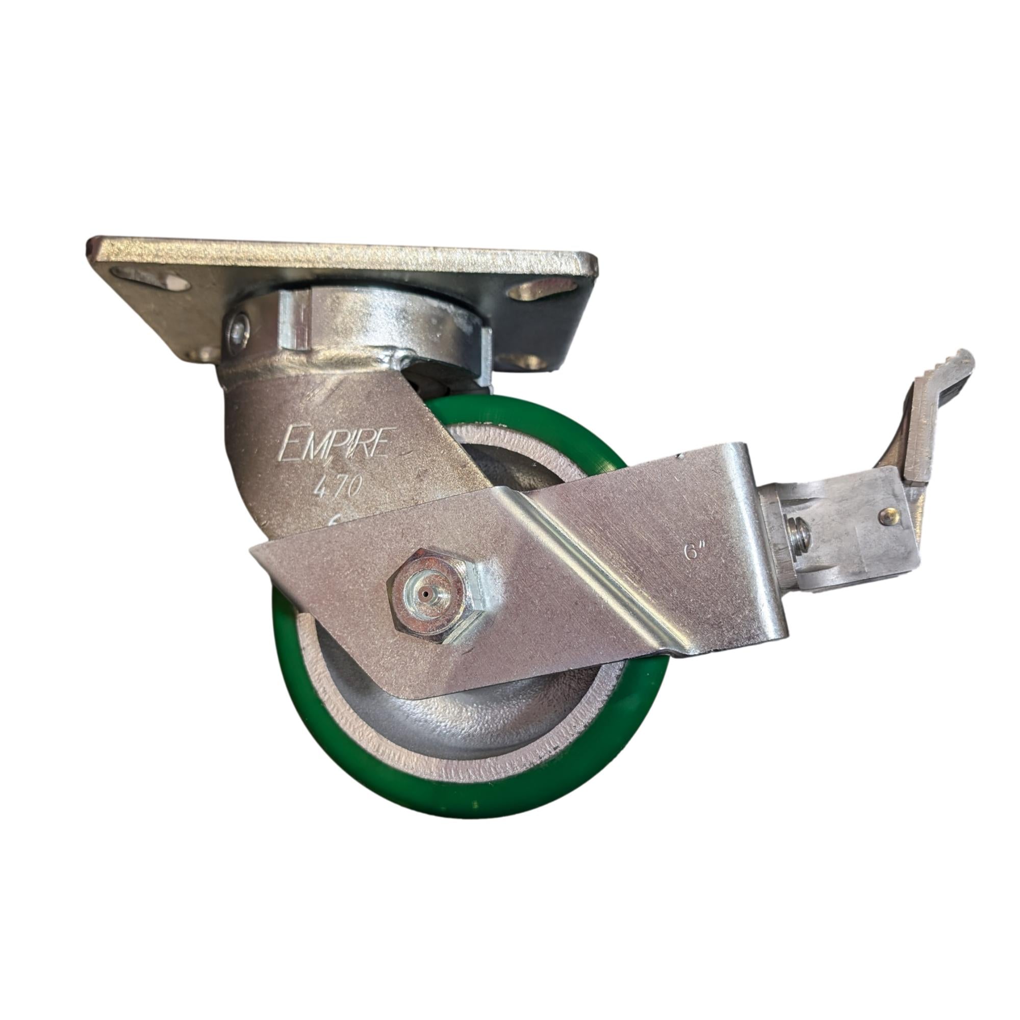 6" x 3" Polyurethane Swivel Caster with Face Contact Brake - 2000 lbs Capacity - Source 4 Industries