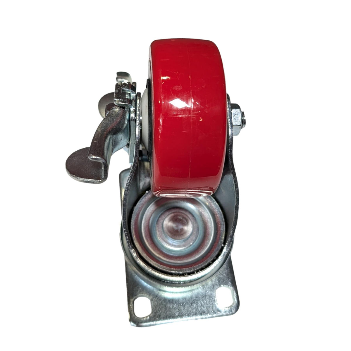 3" x 1-1/4" Poly Pro Wheel (Red) Swivel Caster - Top Lock Break - 300 lbs Cap. - Durable Superior Casters