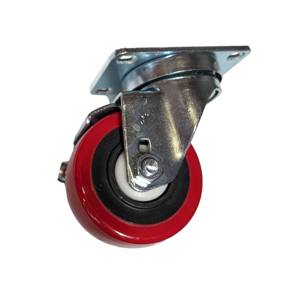 3" x 1-1/4" Poly Pro Wheel (Red) Swivel Caster - Top Lock Break - Durable Superior Casters - product view 2