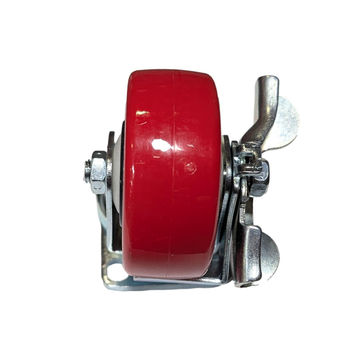 3" x 1-1/4" Poly Pro Wheel (Red) Swivel Caster - Top Lock Break - 300 lbs Cap. - Durable Superior Casters