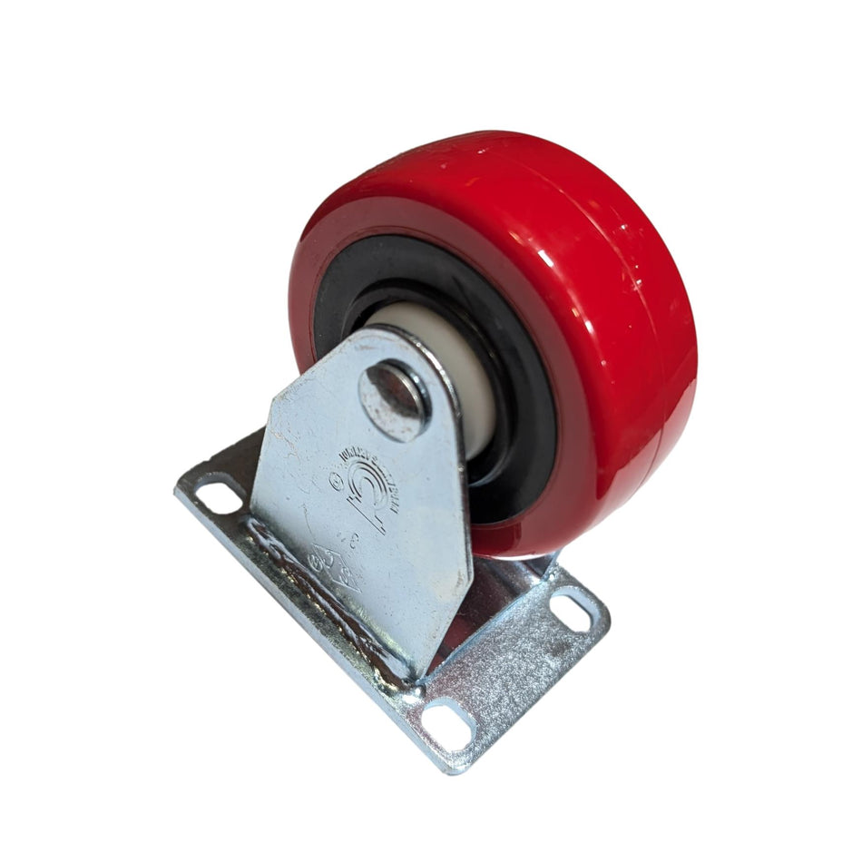 3" x 1-1/4" Poly Pro Wheel (Red) Rigid Caster - Durable Superior Casters - product view 2