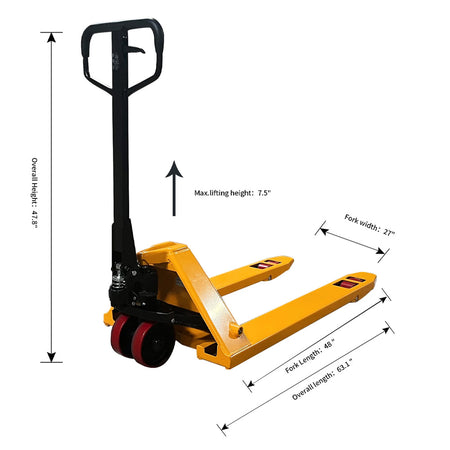 Heavy Duty Manual Hand Pallet Jack, 7700 lbs, 48" x 27" Fork - Apollo Forklift