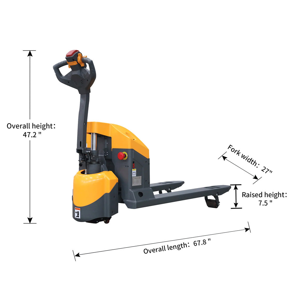 Full Electric Pallet Jack with Emergency Key Switch, 3300-4400lbs Cap. - Apollo Forklift