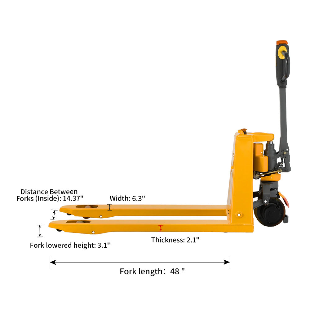 Lithium Full Electric Pallet Jack, 3300 lbs Capacity, 48" x 27" Forks - Apollo Forklift