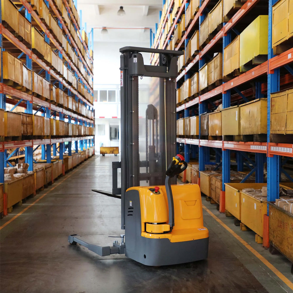 Powered Forklift Full Electric Walkie Stacker, 3300 lbs Capacity - Apollo Forklift