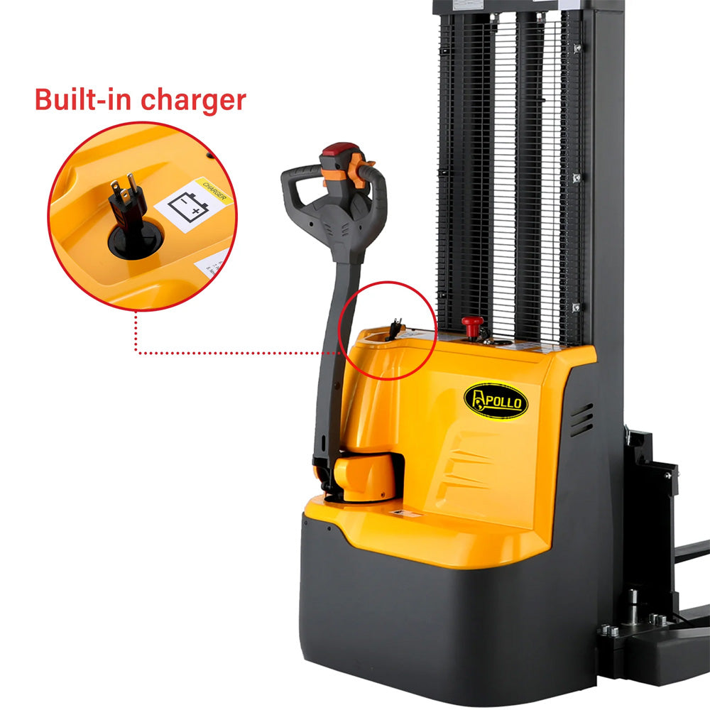 Powered Forklift Full Electric Walkie Stacker, 2,640-3,300 lbs Capacity - Apollo Forklift