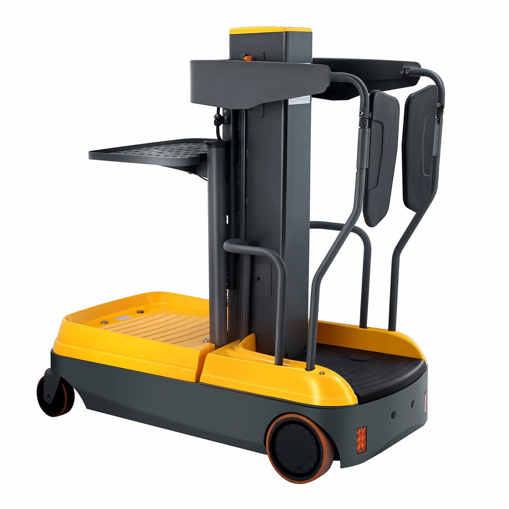 Fully Electric Mini Order Picker with Load Tray, 200 lbs Capacity - Apollo Forklift