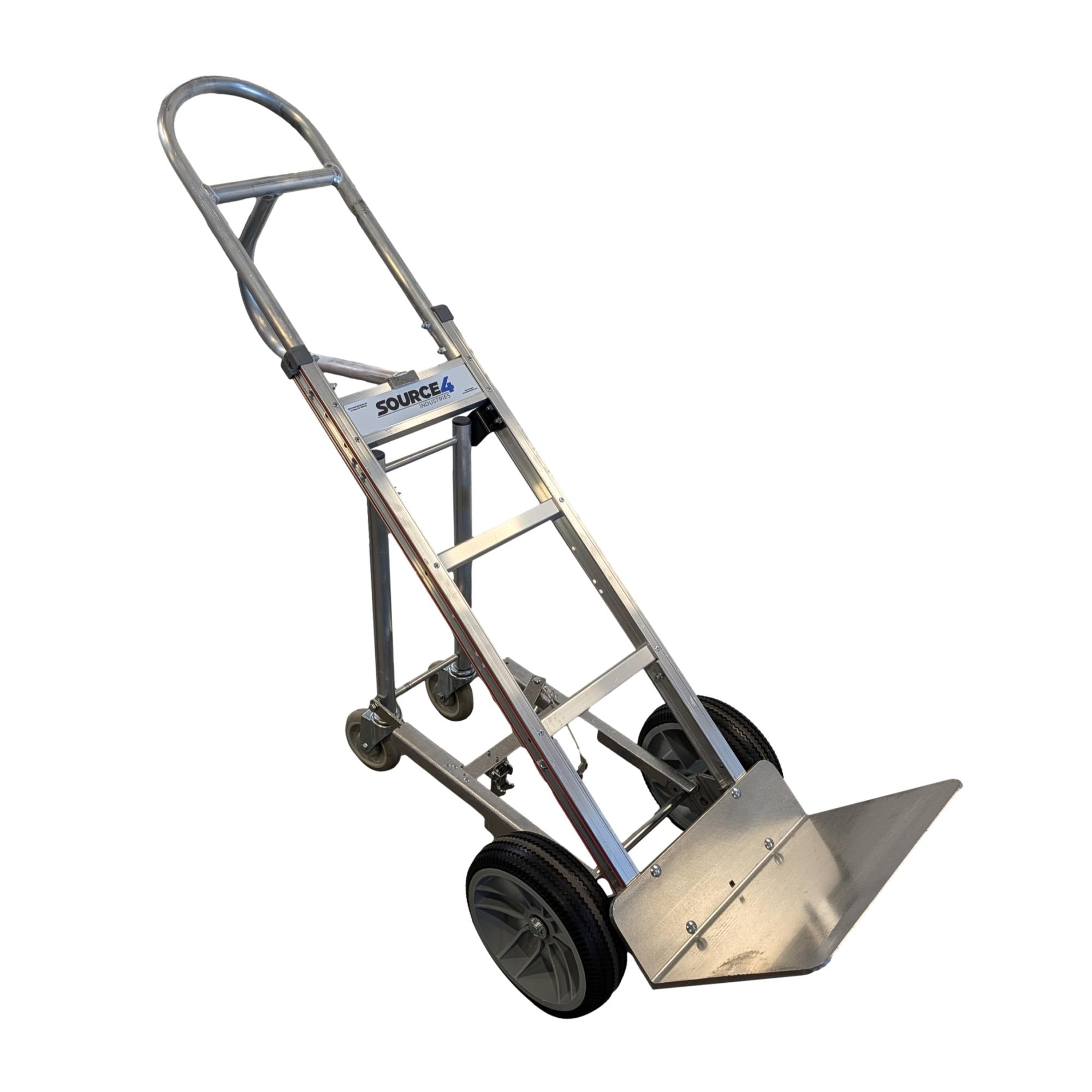 B&P Aluminum Hand Truck 60" w/ 4th Wheel Attachment - 600lb Capacity - B&P Manufacturing