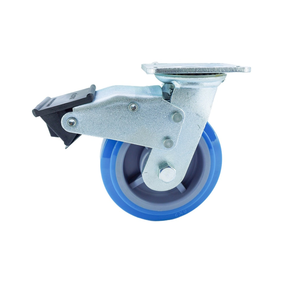 6in x 2in PU Swivel Caster with Dual Brake - 904 lbs