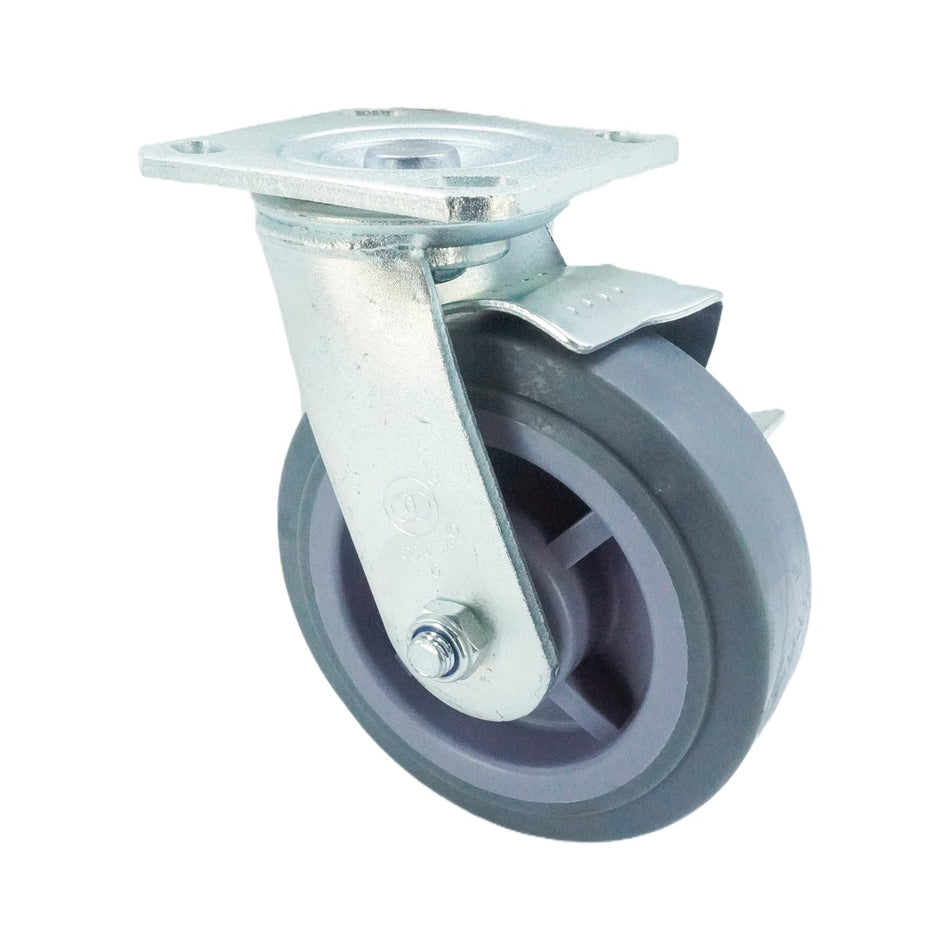 6in x 2in TPR Swivel Caster with Side Brake - 617 lbs alternate view