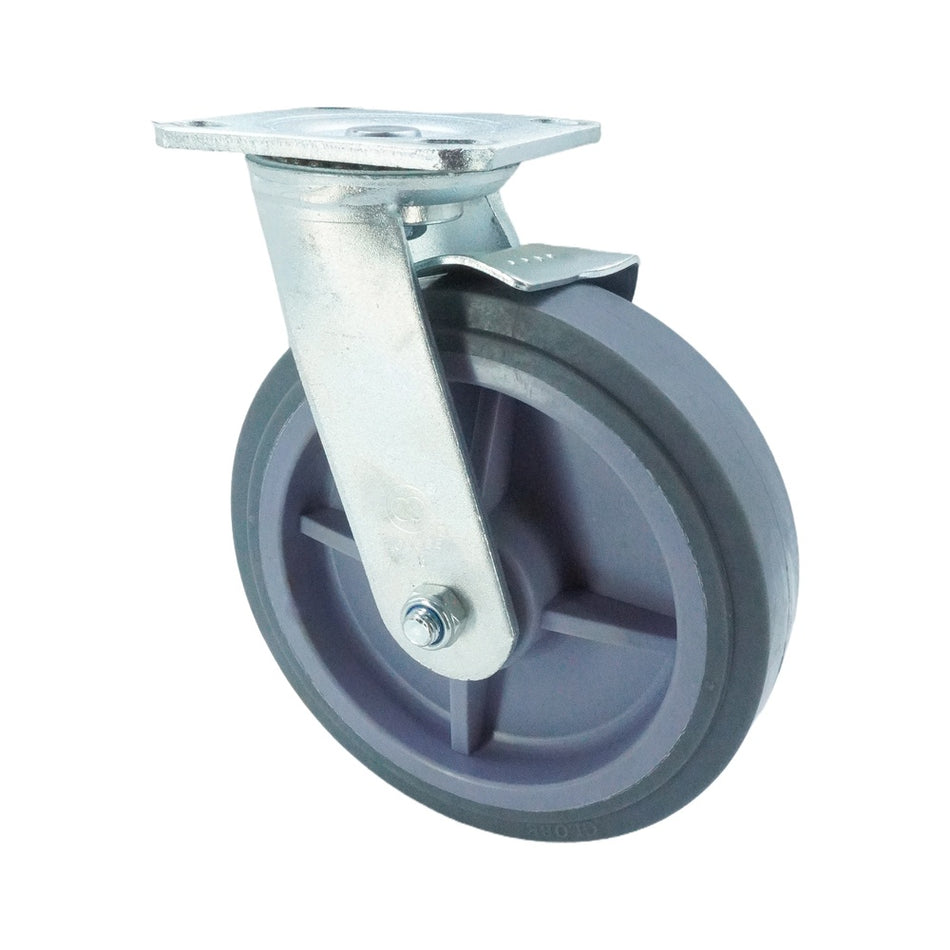 7.75in x 2in TPR Swivel Caster with Side Brake - 683 lbs alternate view