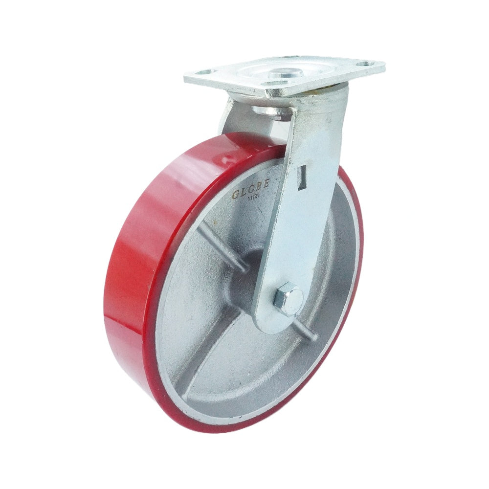 7.75in x 2in PU (Iron Core) Top Plate Swivel - 926 lbs - AQQCESS Globe Casters