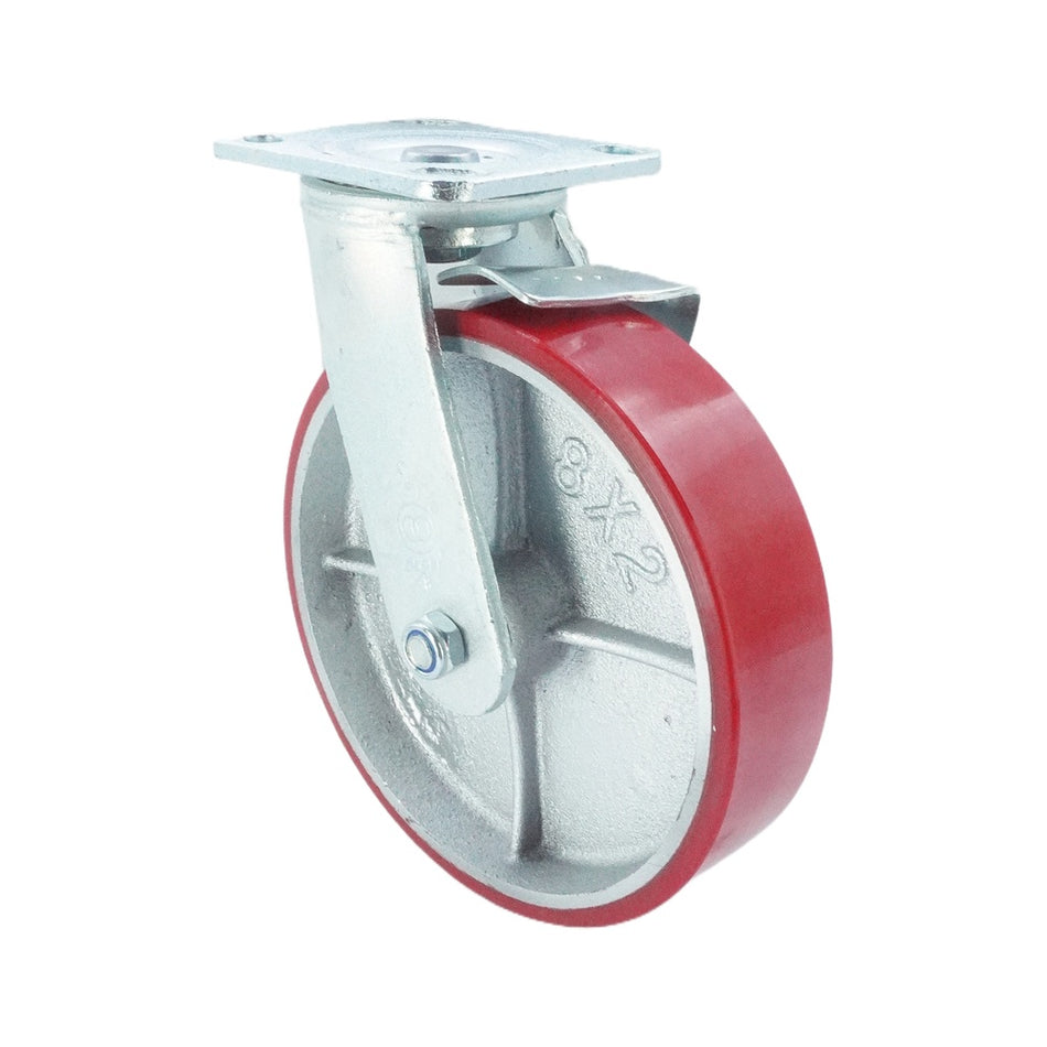 7.75in x 2in PU (Iron Core) Swivel with Side Brake - 926 lbs alternate view