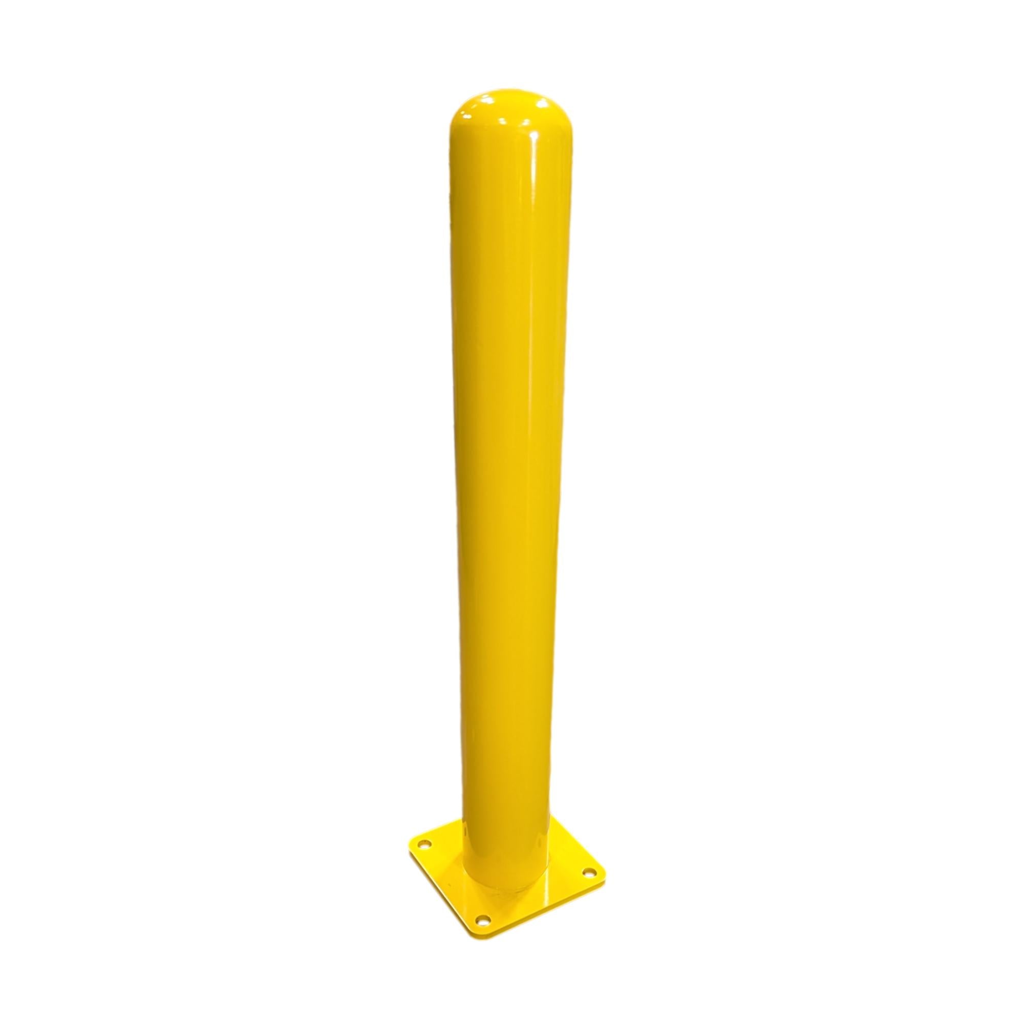 4" x 36" Yellow Steel Bollard with Square Baseplate