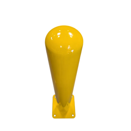 Top of 4" x 36" Yellow Steel Bollard with Square Baseplate
