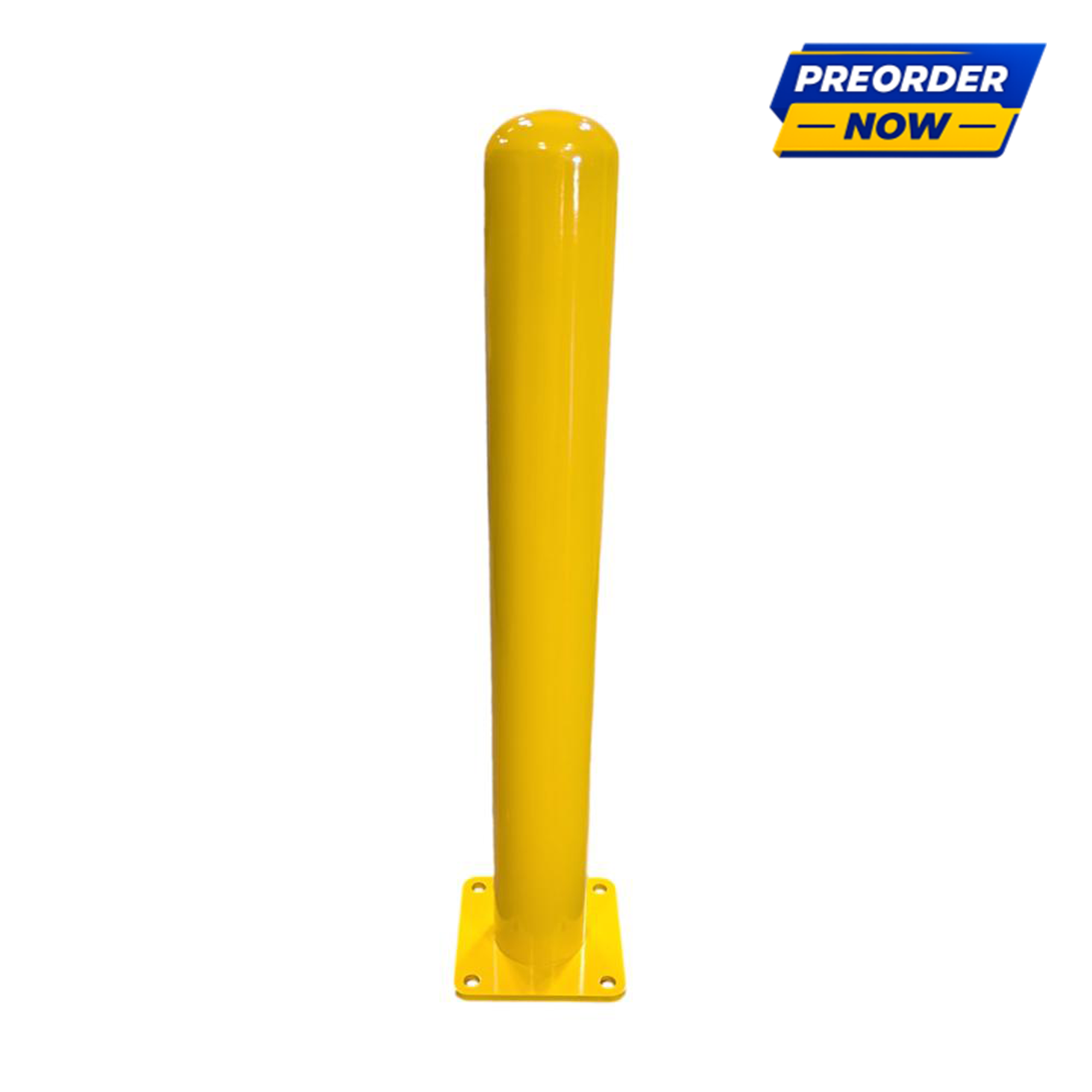4" x 36" Yellow Steel Bollard with Square Baseplate