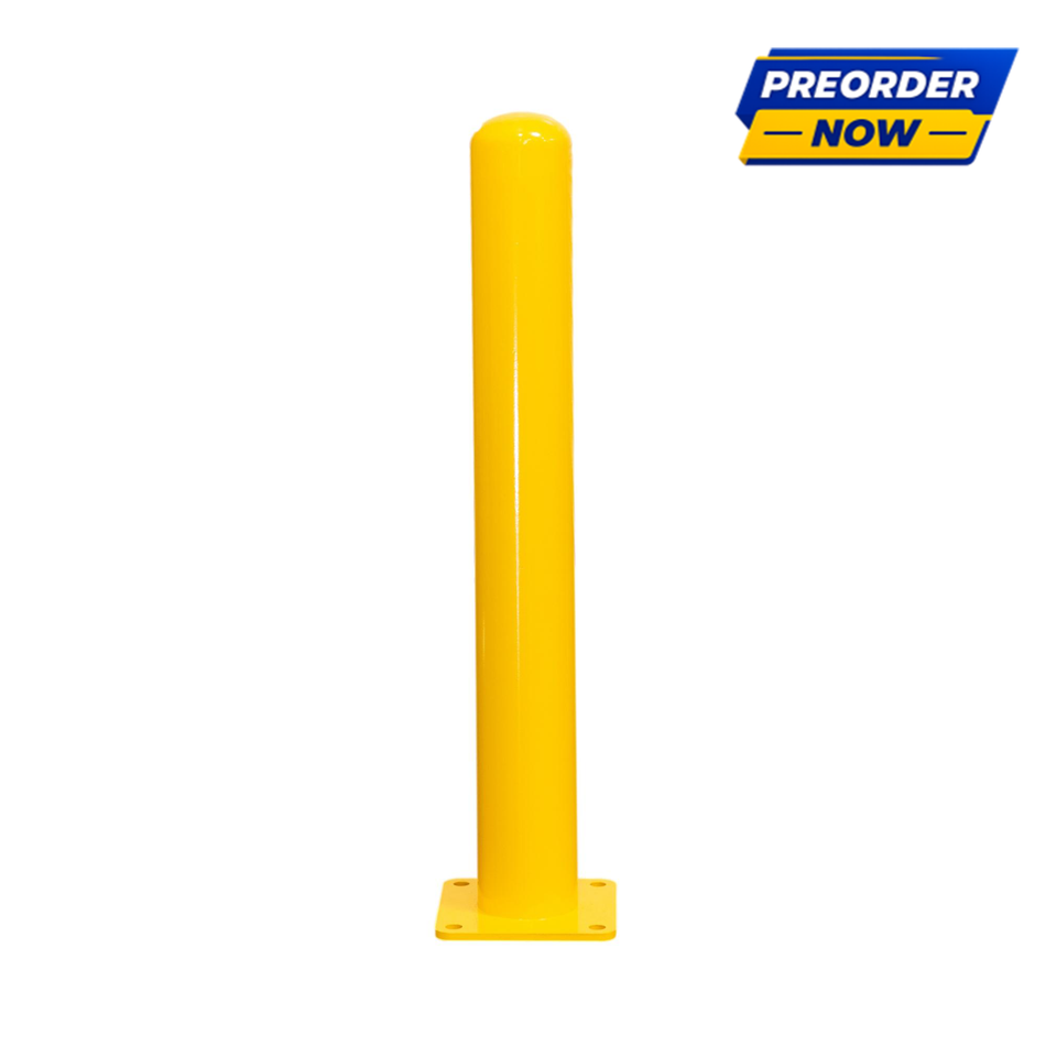 4" x 36" Yellow Steel Bollard with Square Baseplate