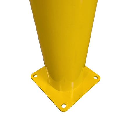 Square Baseplate of 6" x 36" Yellow Steel Bollard