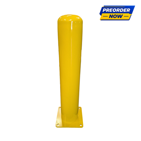 6" x 36" Yellow Steel Square Baseplate Bollard