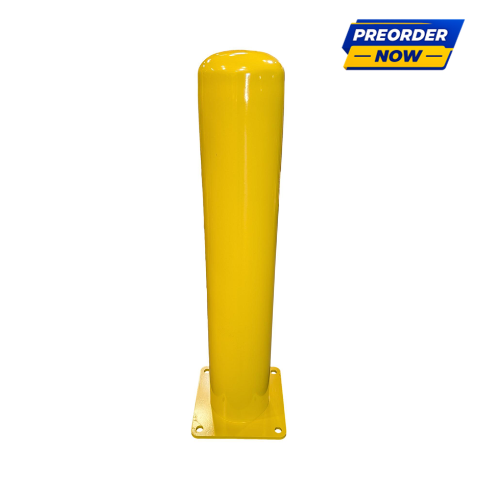 6" x 36" Yellow Steel Square Baseplate Bollard