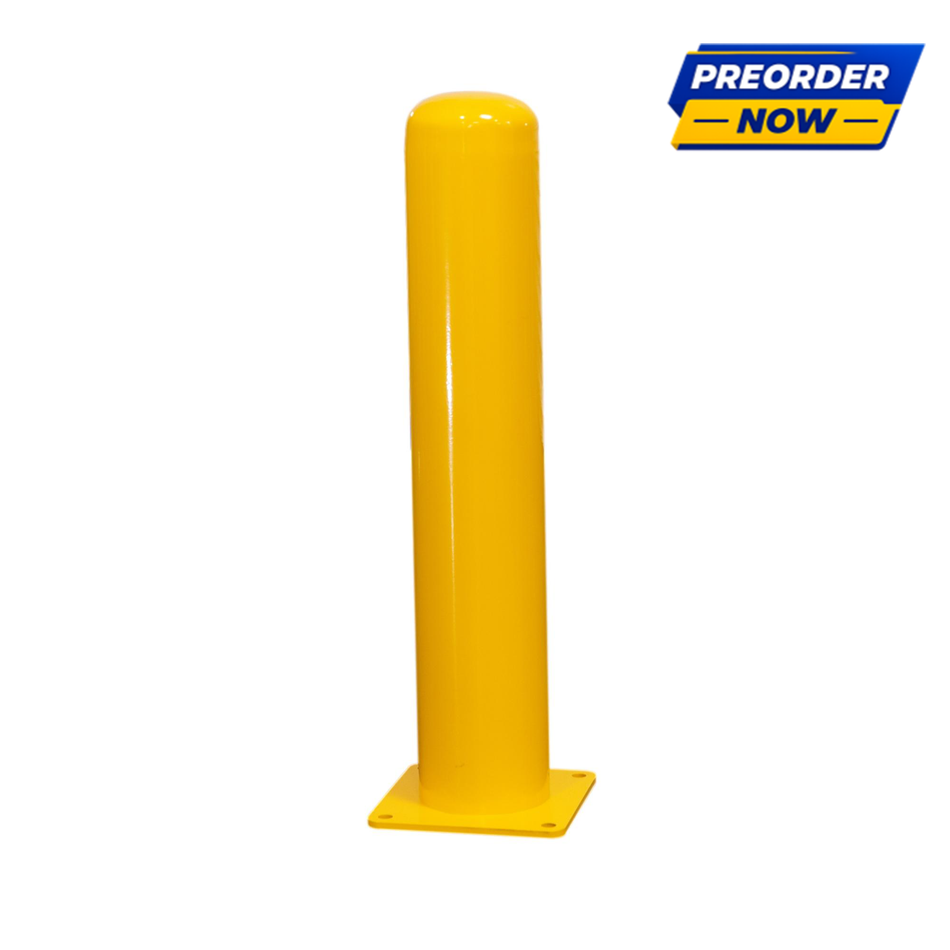 6" x 36" Yellow Steel Square Baseplate Bollard