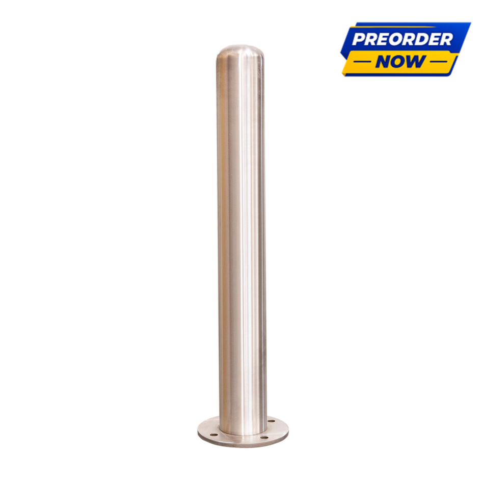 4" x 36" Stainless Steel Bollard with Round Baseplate