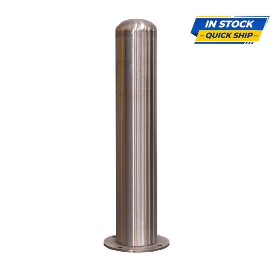 Fixed Stainless Steel Bollard 6" x 36" with Baseplate Surface Mount - S4 Bollards