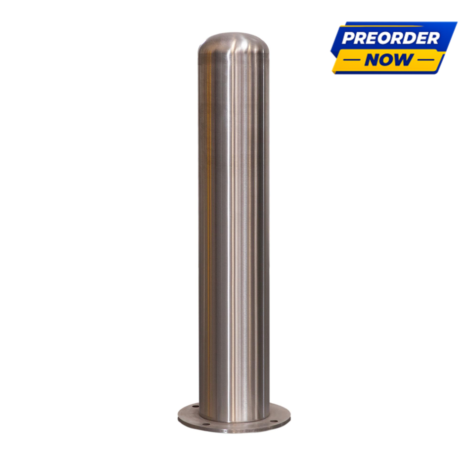 6" x 36" Stainless Steel Bollard with Round Baseplate