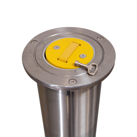 Top of Closed 4" x 36" Yellow Retractable Bollard