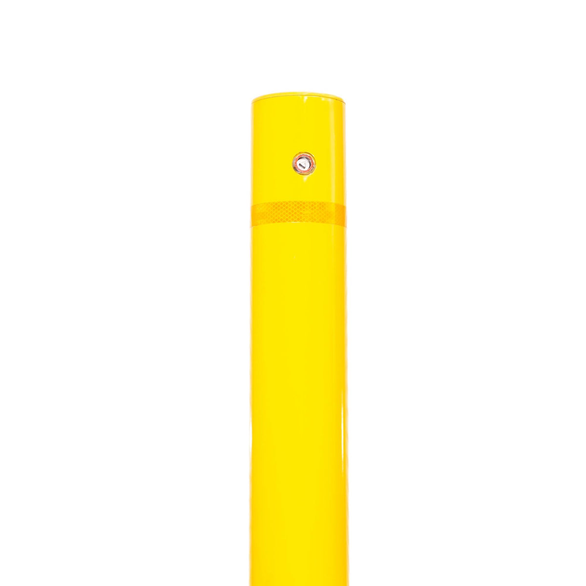 Retractable Yellow Steel Bollard - 4" x 36" Drop-Down Security Post Top