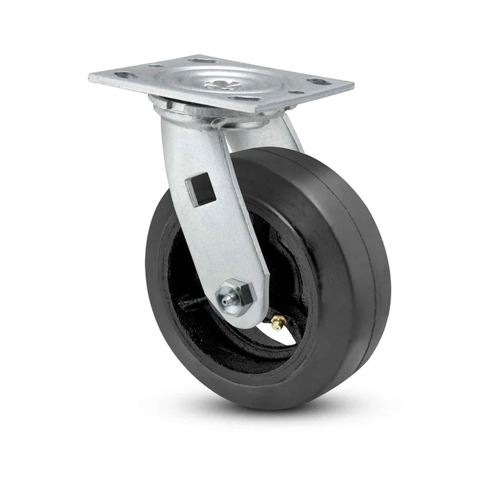 6in x 2in Rubber-on-Iron Swivel Caster - 450 lbs