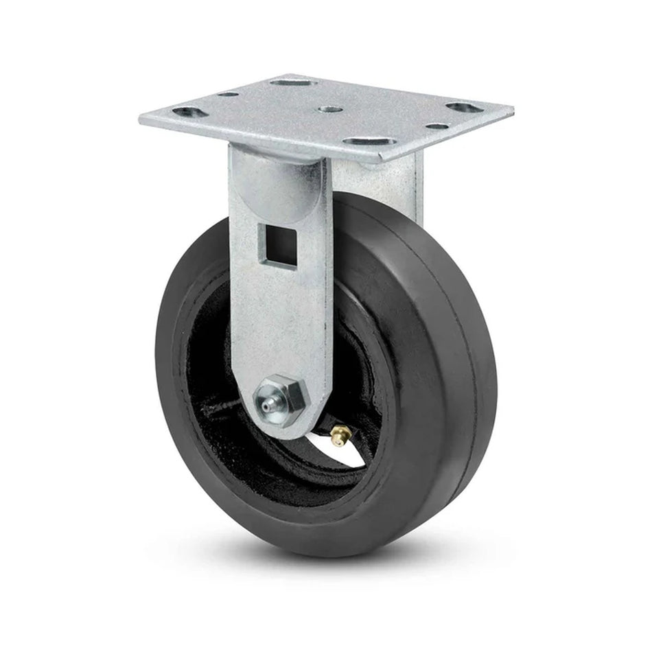 6in x 2in Rubber-on-Iron Rigid Caster - 450 lbs