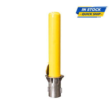 Removable Steel Bollard 6" x 36" with Sleeve - Padlock Security Post - S4 Bollards