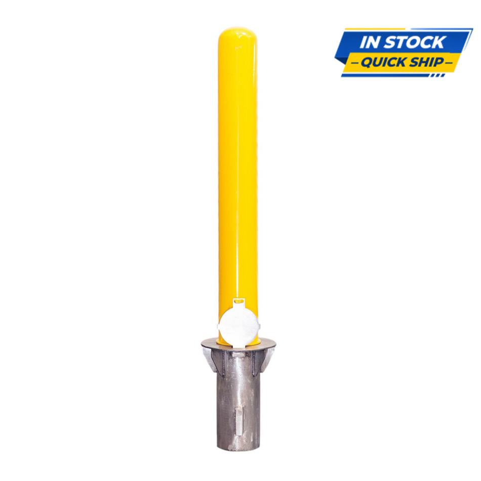 Removable Steel Bollard 4" x 36" with Sleeve - Padlock Security Post - S4 Bollards