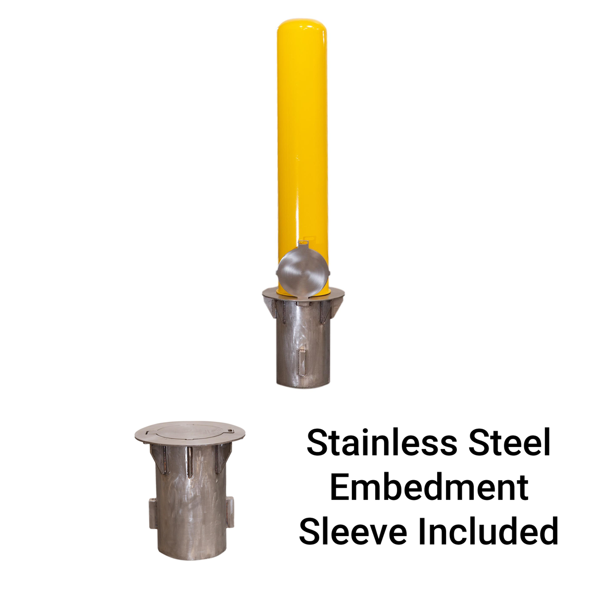 6" x 36" Removable Yellow Steel Bollard With Sleeve