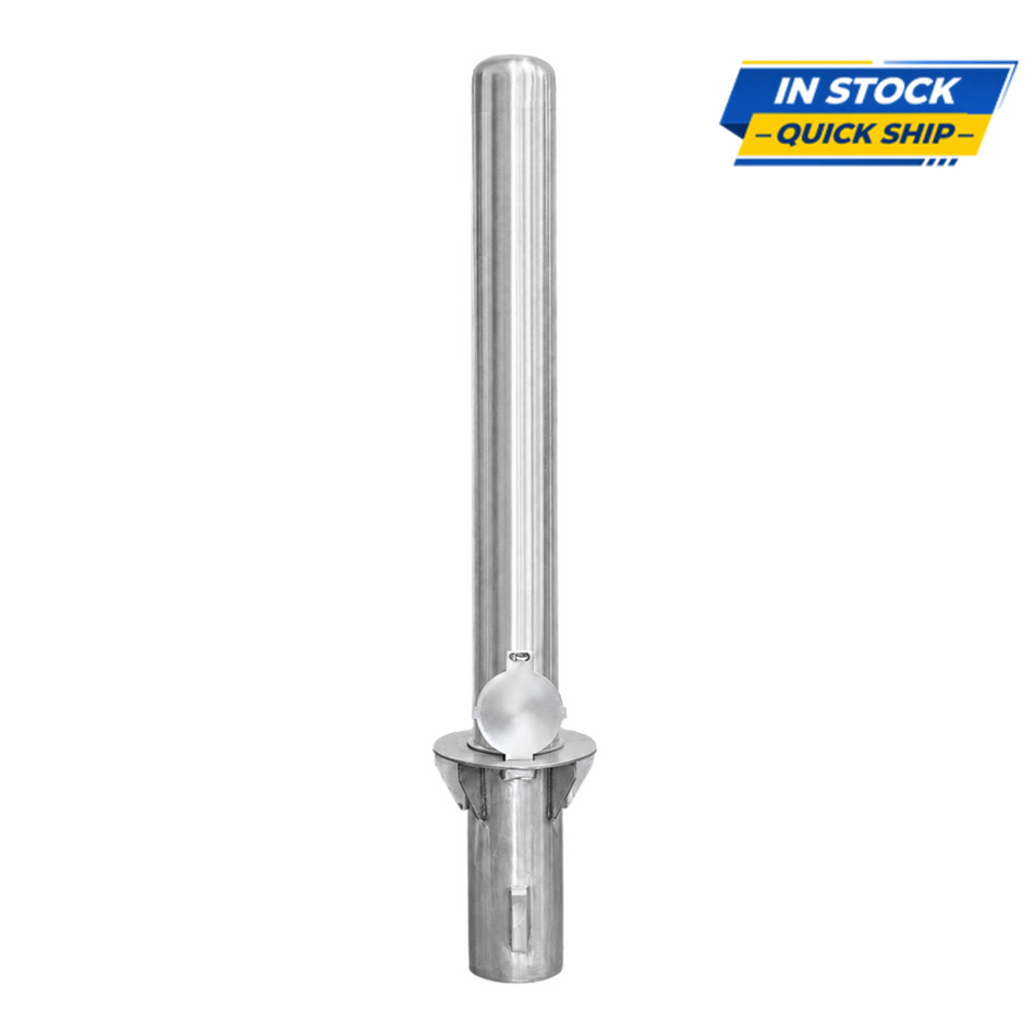 Representative matching 36-inch model for BRSS442+SLV40 (42-inch stainless steel removable bollard), with In Stock / Quick Ship badge.