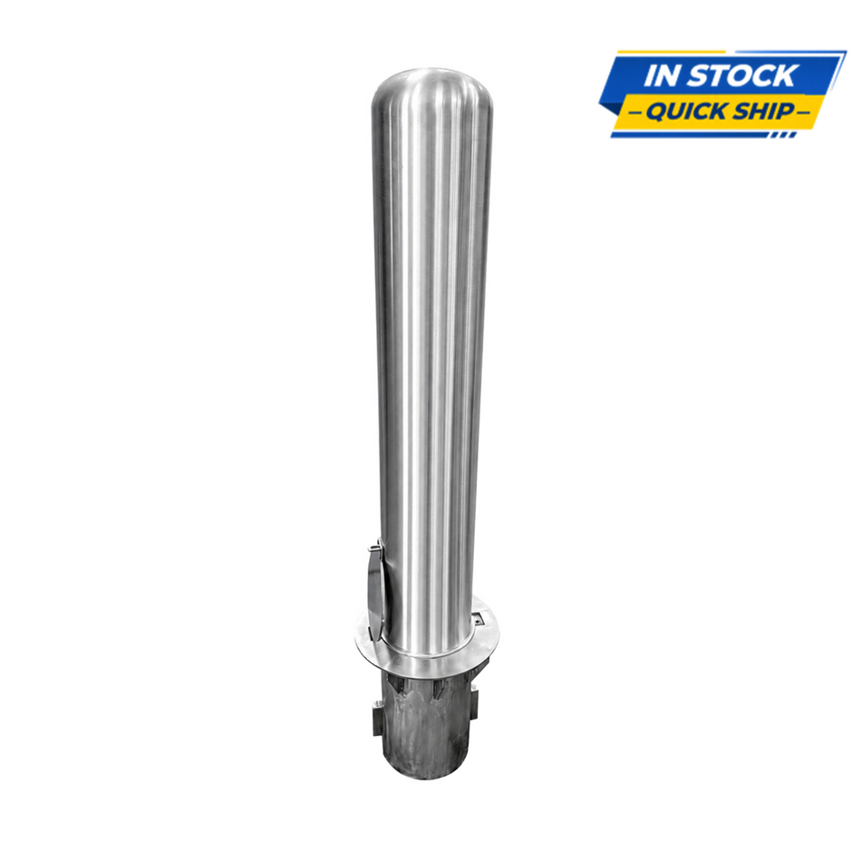 Representative matching 36-inch model for BRSS642+SLV60 (42-inch stainless steel removable bollard), with In Stock / Quick Ship badge.