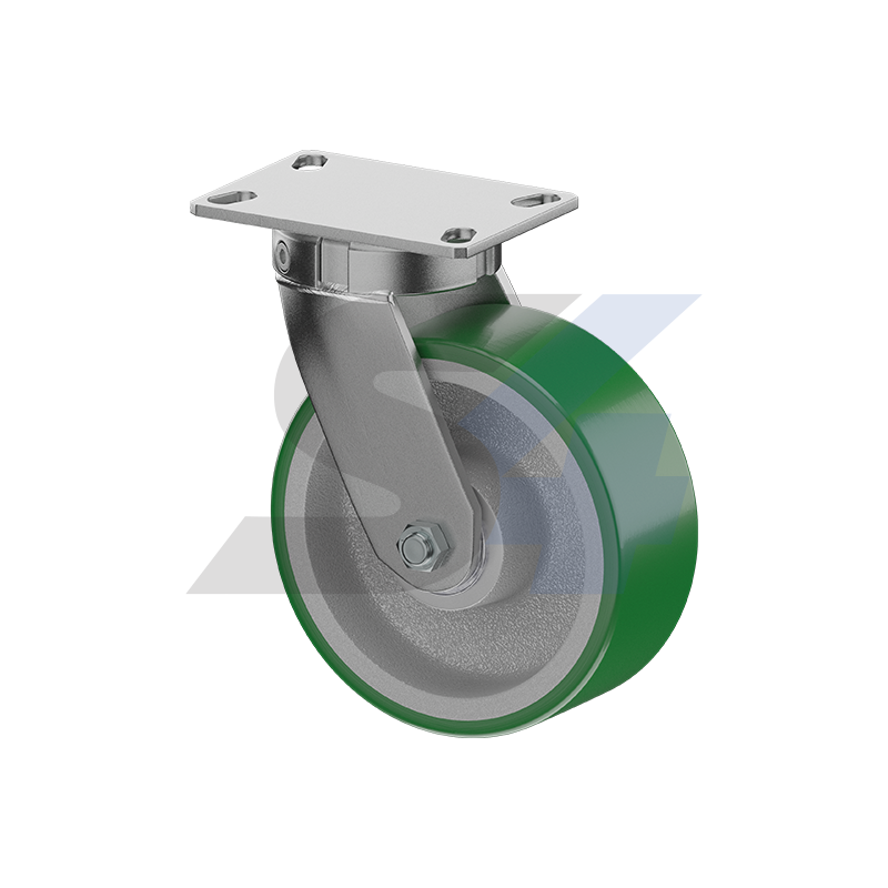 8 x 3" Zinc, Kingpinless Swivel Caster Top Plate Mount - C000.4B7