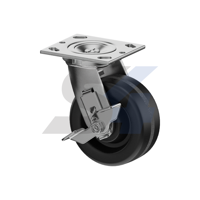 5 x 2" Zinc, Swivel Caster with Side Tread Lock Brake - C007.019 - Caster Depot