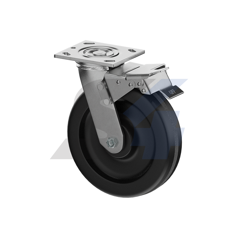 8 x 2" Zinc, Swivel Caster with Total Lock Brake Top - C015.5AE