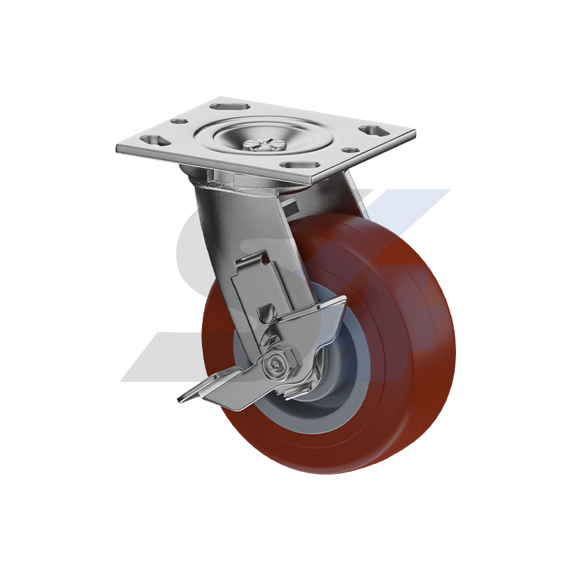 5 x 2" Zinc, Swivel Caster with Side Tread Lock Brake - C016.69F