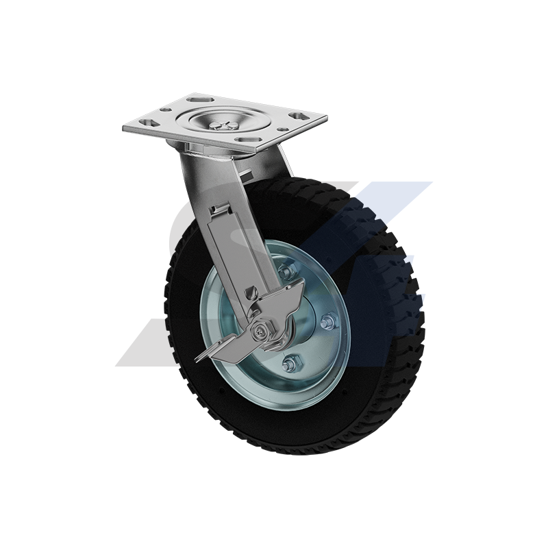 8 x 2" Zinc, Swivel Caster with Side Tread Lock Brake - C092.4E3