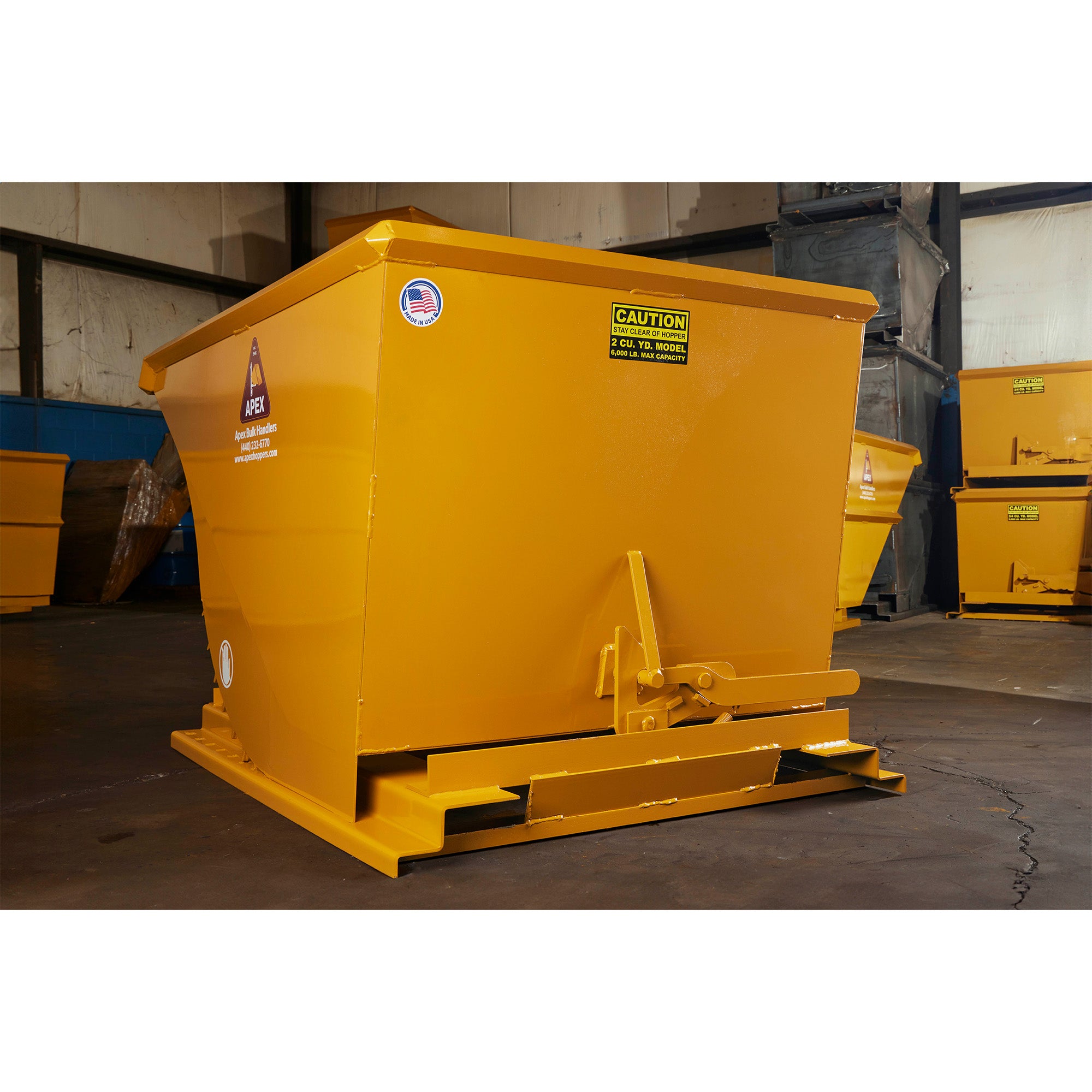 Heavy Duty Hopper - 2 Cubic Yards - 6,000 lbs Capacity - Apex Hoppers