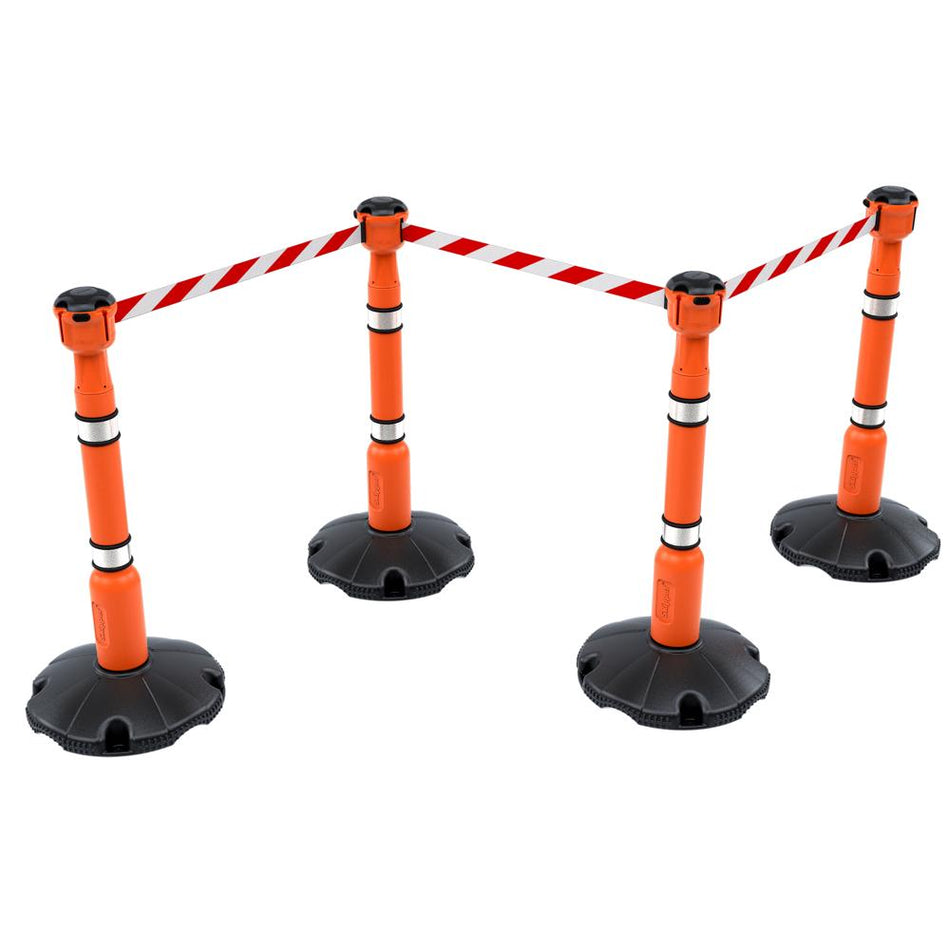 Skipper 27M Retractable Post & Base Barrier Kit - Orange, Red/White